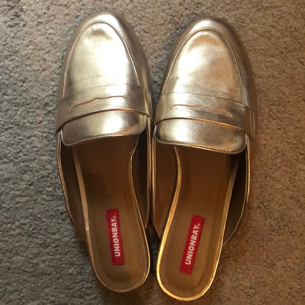 Union bay rose gold mules